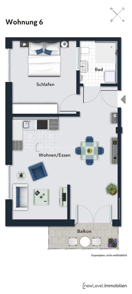 Freundliche 2 Zimmer-Wohnung mit Süd-Balkon - barrierefrei - im Nittendorfer "Bernstein-Center" in Nittendorf 