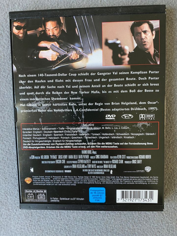 Payback  Zahltag Mel Gibson Snapper Case  DVD  wie Neu in Schwerin