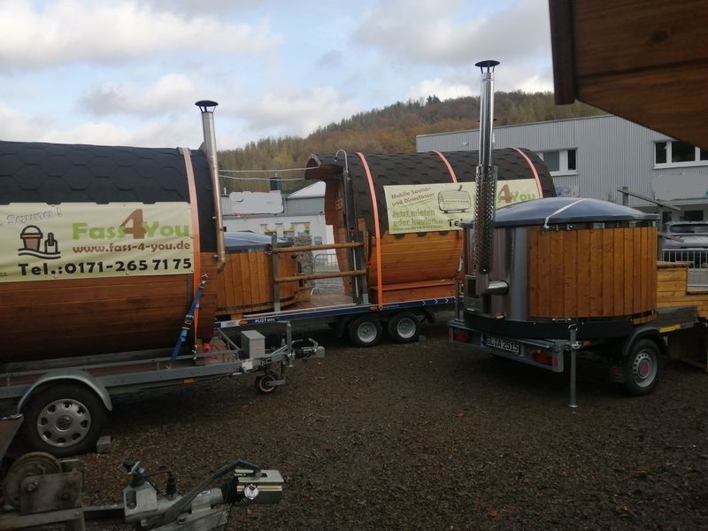 Mobile Sauna Fasssauna mit HotTub S 3./ Jacuzzi Sauna Mieten in Kürten