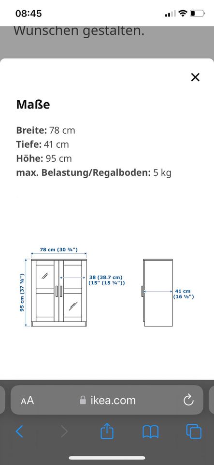 BRIMNES Schrank Weiß Glas IKEA Vitrine Regal in Berlin