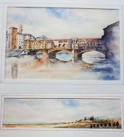 2 Aquarell Gemälde Italien Toskana Ponte Vecchio Florenz signiert Nürnberg (Mittelfr) - Südstadt Vorschau