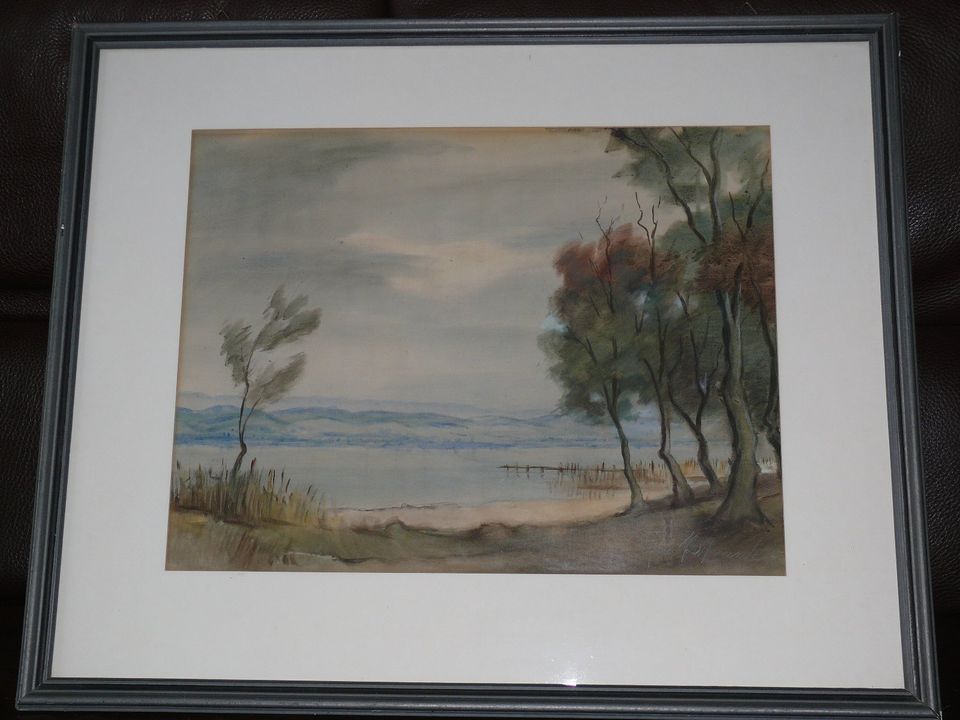Gemälde / Aquarell Fritz Pasternack (1895-1962): Bodensee in Porta Westfalica