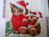 Fertiges Diamond Painting Katze Weihnachten mit Teddybär Rostock - Toitenwinkel Vorschau