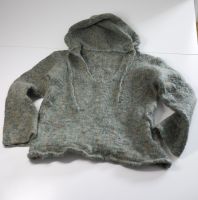 Mohair Pullover mit Kapuze in Grüntönen selbstgestrickt Baden-Württemberg - Mannheim Vorschau