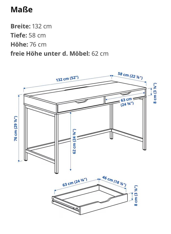 IKEA Schreibtisch ALEX 132x58cm weiß NEU in Sonsbeck
