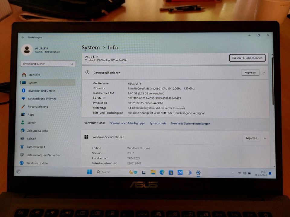 Asus VivoBook 14" FHD, Intel i3, 8 GB RAM, 512 GB SSD in Frankfurt am Main