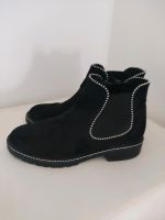 Schöne Stiefel Stiefeletten Größe 39 schwarz mit Nieten / Steinen Nordrhein-Westfalen - Inden Vorschau