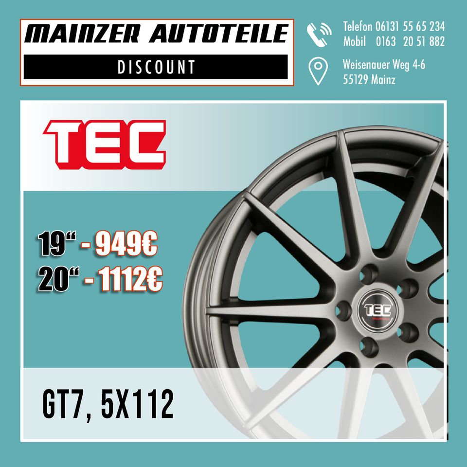 Alufelgen Tec Speedwheels 5x112 18 19 20 Zoll VW AUDI MERCEDES in Mainz