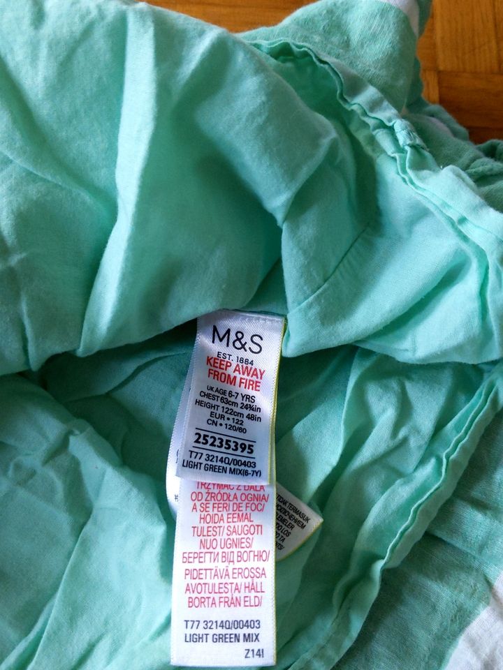 Grün-weißes Sommerkleid, Marks & Spencer (M&S), 122, Leinen-Mix in Köln