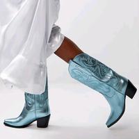 Stiefel Cowboystiefel neu metallic blau 39 Blogger boho top Thüringen - Erfurt Vorschau
