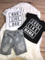 Next Set mit Shirts Mummy & Daddy & Shorts Jeans in 86 Brandenburg - Seeblick Vorschau