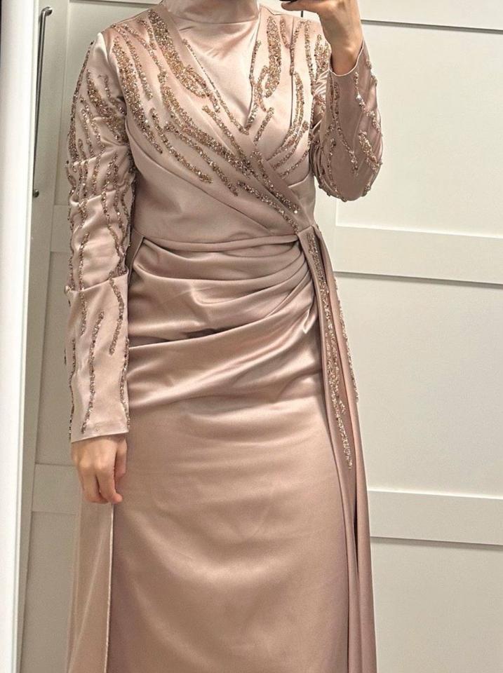 Abendkleid Seide Gr. 38/40 Beige Glitzer Verlobung Hochzeit in Bremen