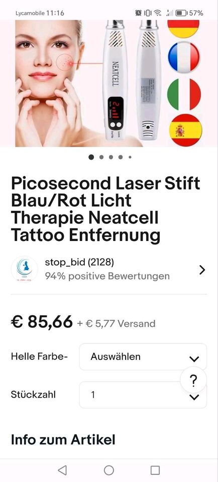 Neu unbenutzt Tattoo Entfernung Laser Picosecond PEN in Malchin