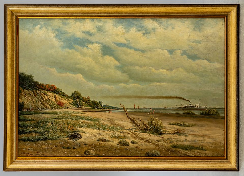 Ölgemälde Der Elbstrand von Wittenbergen von W. Stelling in Hamburg