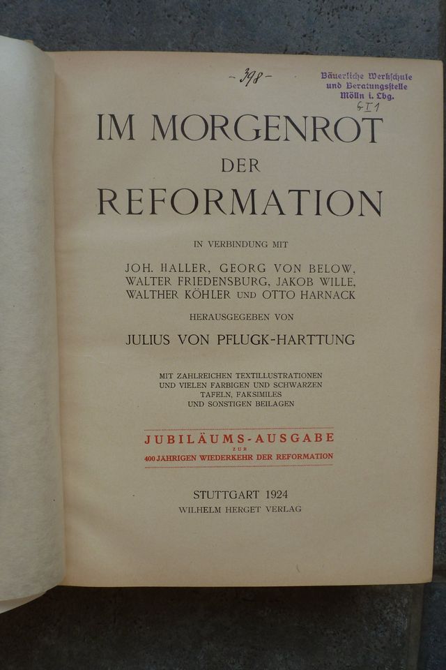Im Morgenrot der Reformation, Jubiläumsausgabe, 1924 in Appen