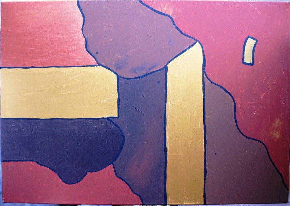 Abstraktes Acryl-Bild auf Leinwand Gold- u. Rot-Töne, 70 x 100 cm in Bremen