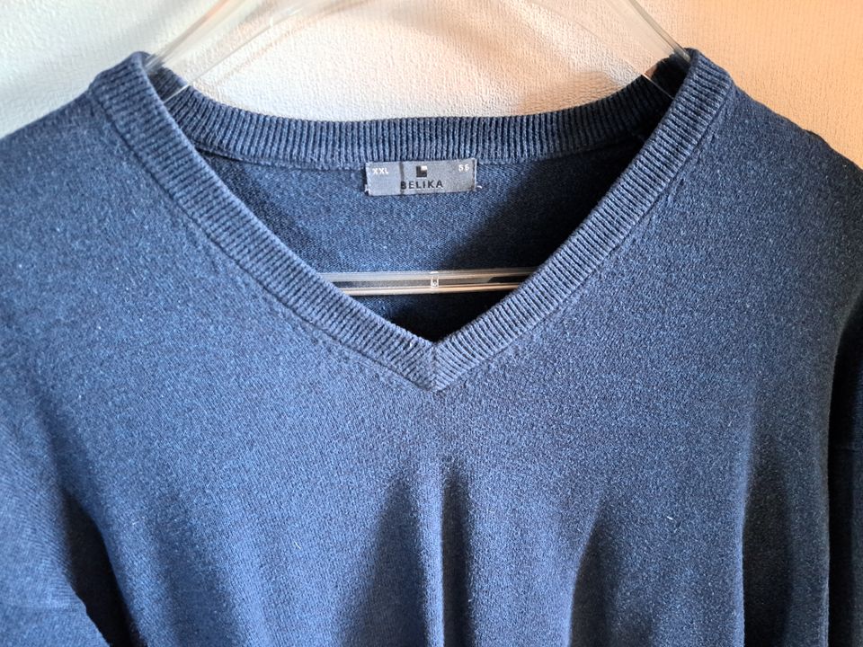 Belika Herren V-Neck Pullover Pulli Gr. XXL / 56 petrol blau 100% in Beverungen