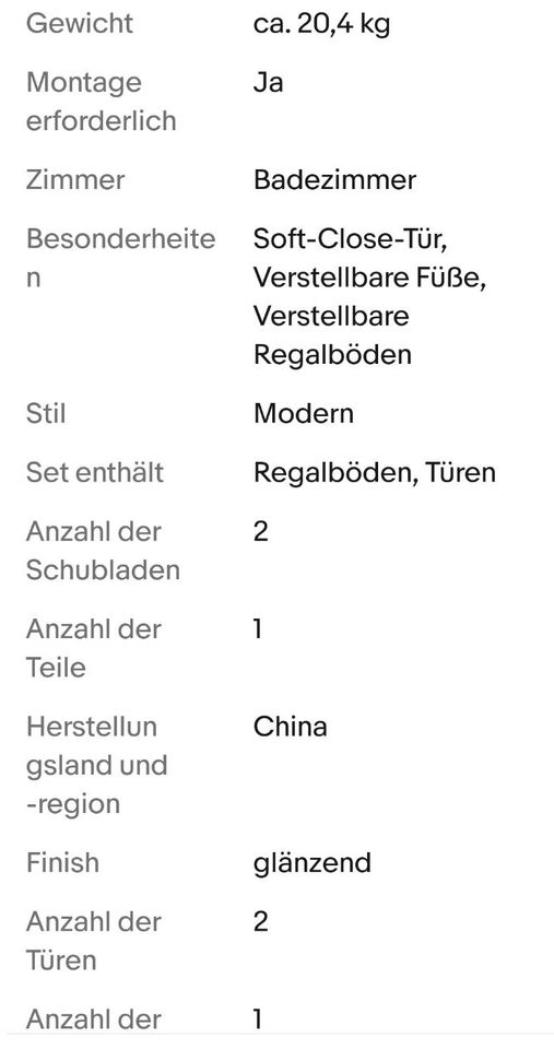 SONGMICS" Badschrank Glanz Neu BBK41WT OVP Moderne Kerben UVP 119 in Leipzig