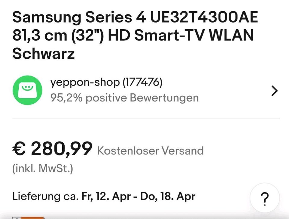 Samsung Smart TV 32 Zoll Neu Modell Nr T4300  Mit Wlan.  Funktion in Berlin