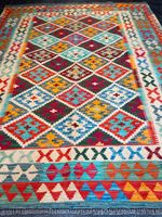 Afghan Kelim 196x157 Kilim handgewebter Teppich Wolle türkis rug Berlin - Wilmersdorf Vorschau