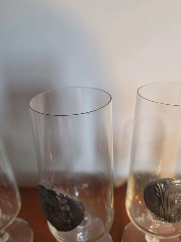 6 Rastal Zinn-Antik Kristallglas Zinnmünze Bierpokale Vintage in Wietzendorf