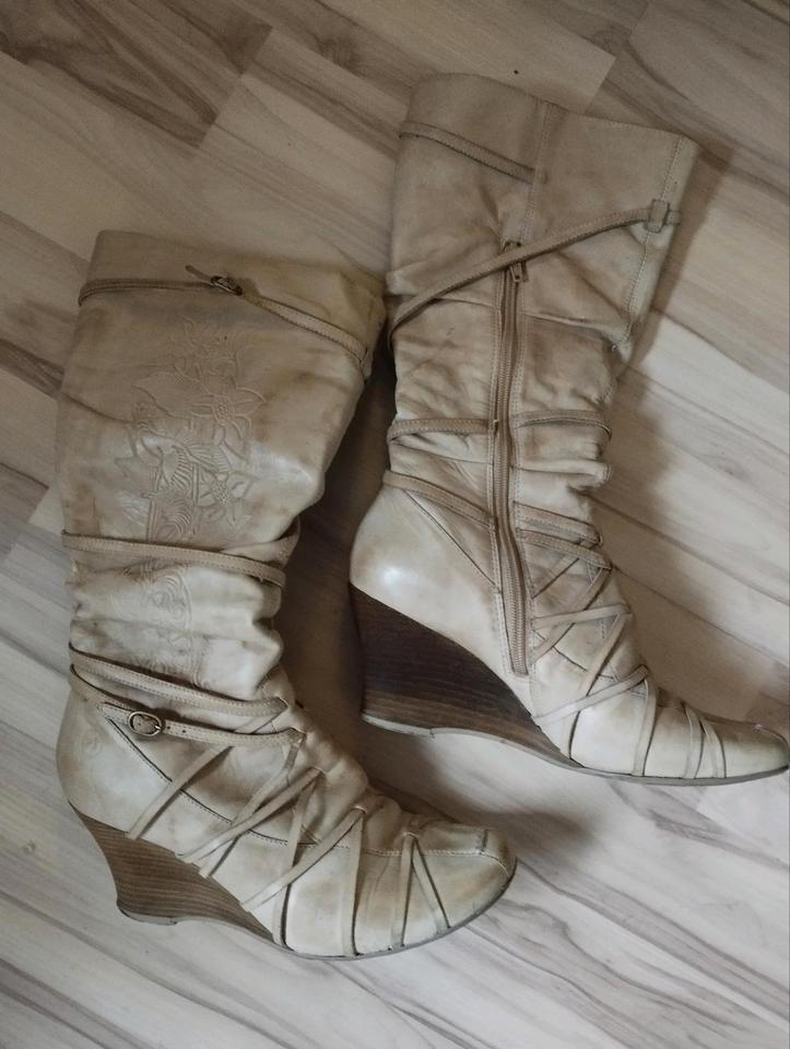 Bronx Stiefel mit Keilabsatz Leder, beige 39 Top Zustand in Hamburg