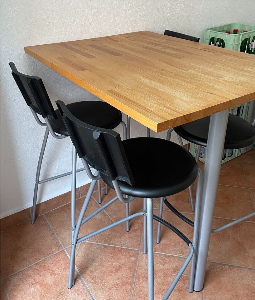 Küchentisch/Wandtisch/Tresentisch + 4 Stühle/Barhocker schwarz in Kiel