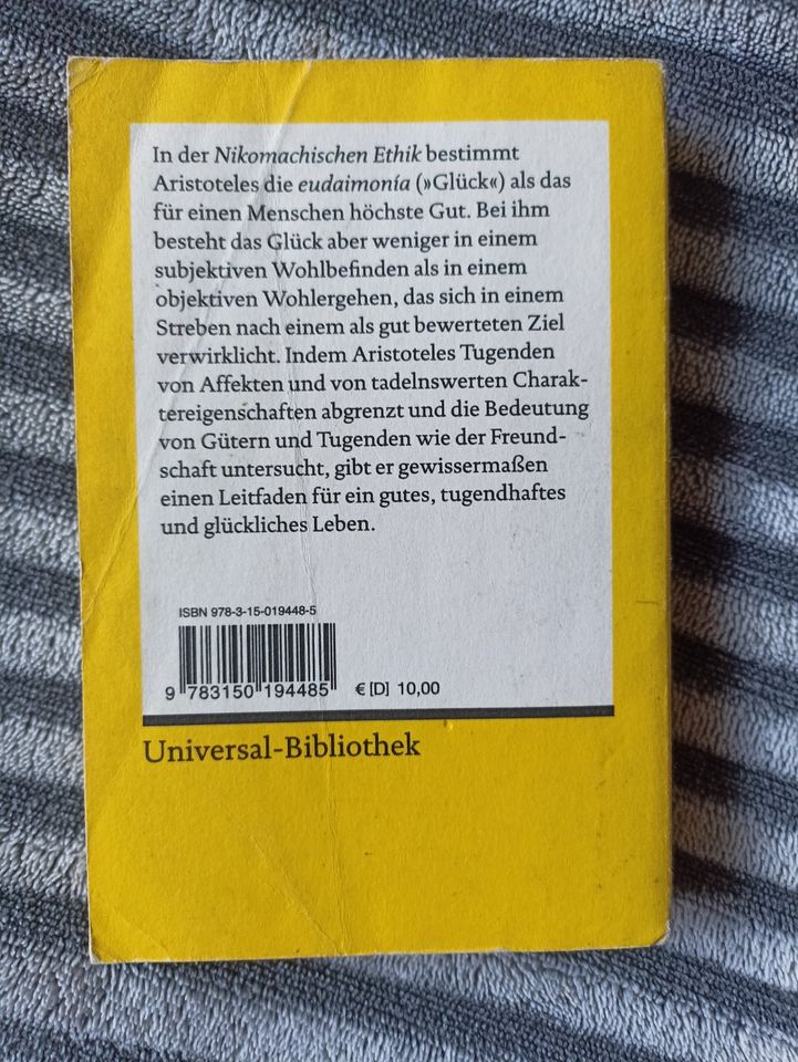 Aristoteles, Nikomachische Ethik, Reklam, ISBN 978-3-15-0194485 in Kastellaun