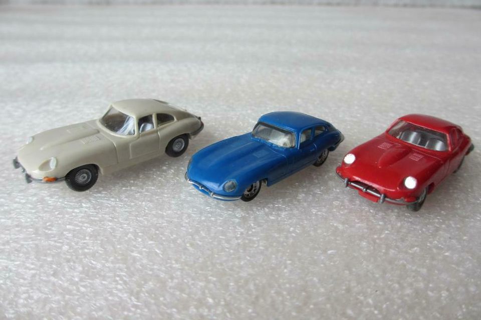 DREI Modellautos  H0 : Jaguar E -Type Coupe ; WIKING + Monogram in Ennigerloh