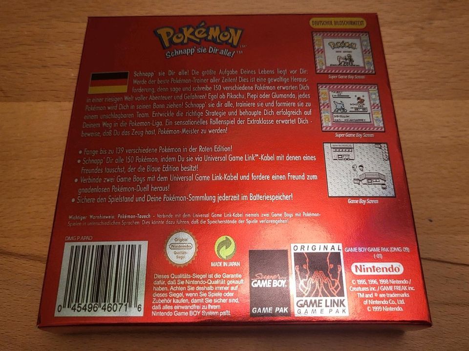 Pokemon Rote Edition Verpackung GameBoy Classic Hülle Repo Box in München