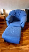 Blauer Couch Sessel mit Hocker Hessen - Baunatal Vorschau