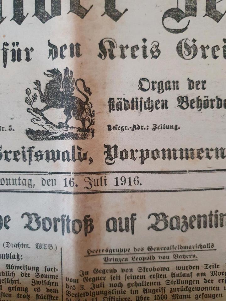 Greifswald 1916-1917 Greifswalder Zeitung Pommern 6 Stück in Rosenbach