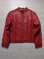 Lederjacke Damen Gr. 40-42 rot Kunstleder Biker Style Sachsen-Anhalt - Hamersleben Vorschau