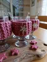 6 liebevoll umhäkelte Punsch Glühwein Gläser mit Glasstäbchen Bayern - Moosthenning Vorschau