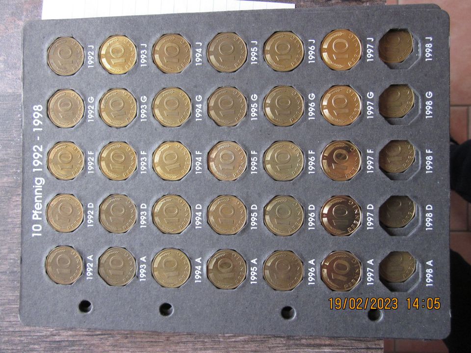 10 Pfennig Münzen 1949-1997 in Bingen
