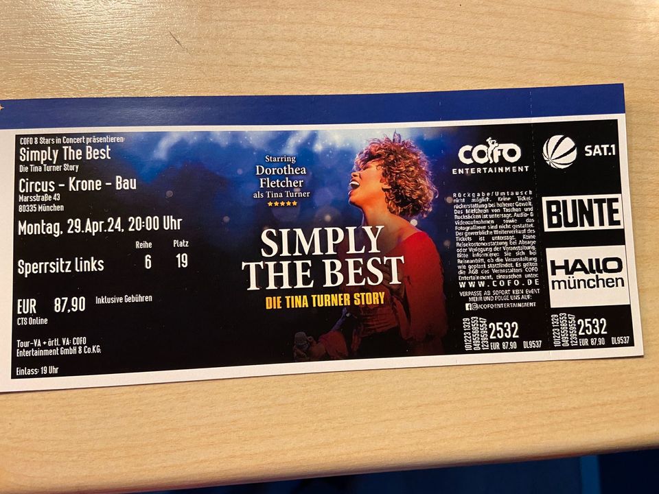 Ticket SIMPLE THE BEST Die Tina Turner Story 29.04.24 München in Dortmund