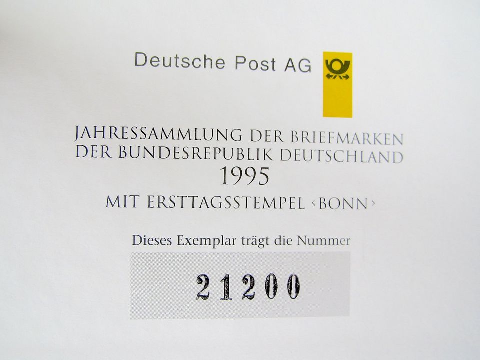 Jahressammlung der Briefmarken der BRD 1995 Ersttagsstempel Bonn in Wismar