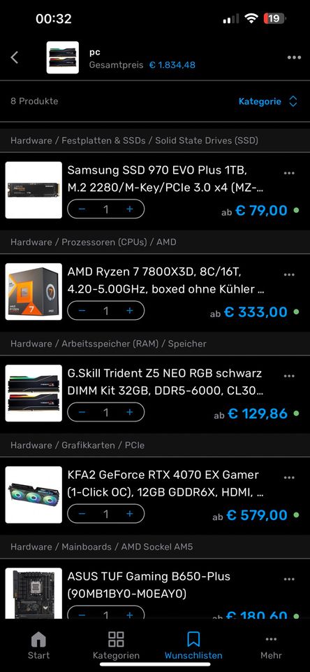 High-End 2K Gaming PC - Ryzen 7800X3D, RTX 4070, 32 GB RAM, 1 TB in München