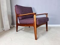 Eugen Schmidt Organic Easy Chair Armlehnsessel Vollholz neu gepolstert lila purpur violett 60er Jahre Designersessel Mid Century Design Vintage Wohnzimmer Berlin - Mitte Vorschau