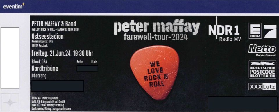 PETER MAFFAY TICKETS ROSTOCK 21.06.24 EINTRITTSKARTEN in Rostock