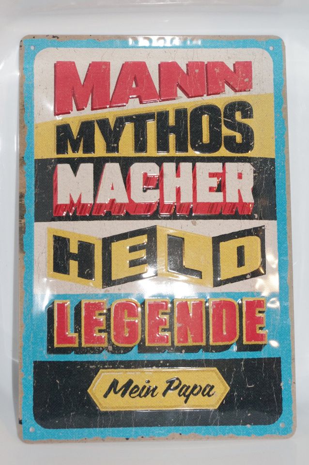 Mann Mythos Macher Held Legende Retro Nostalgic Vintage Schild in Schweinfurt