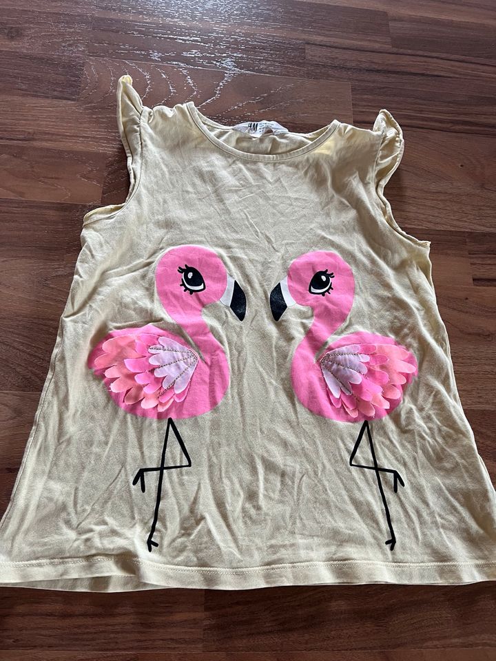 ✨H&M Top Shirt Gr.134/140 gelb Flamingos✨ in Calberlah