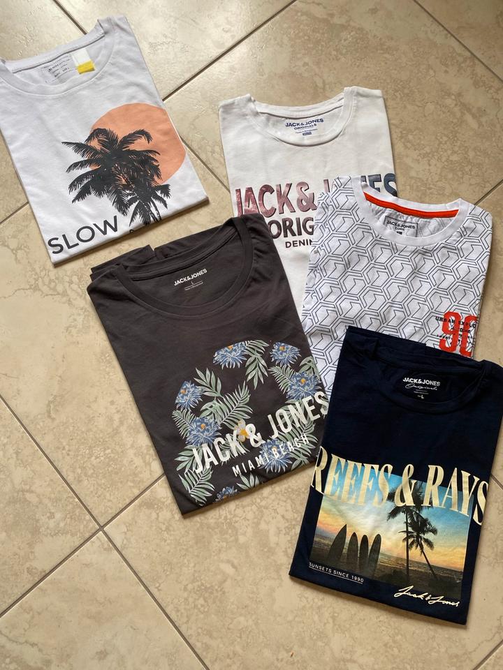He-T-Shirts,J & J, Gr.L,1x Tom Tailor,Braun + weiß gemustert verk in Bitterfeld