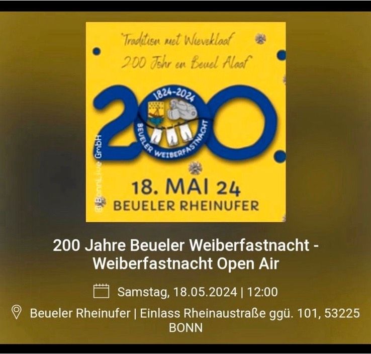 1 Ticket 200 Jahre Beuler Karneval in Bonn