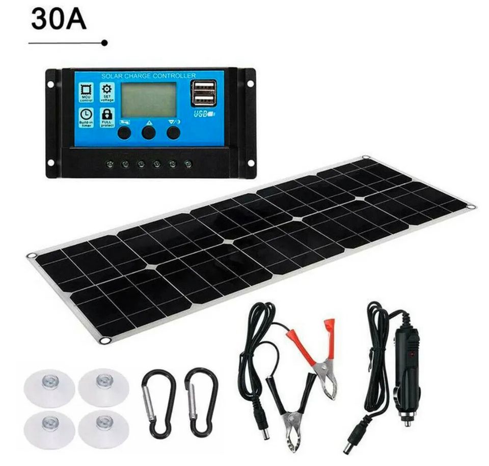 100W 12V Solarpanel Solarmodul 30A Ladegerät für Camping Auto in Bebra