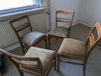Set Vintage vier Holzstühle, 50er, gepolstert, Stühle Hessen - Roßdorf Vorschau
