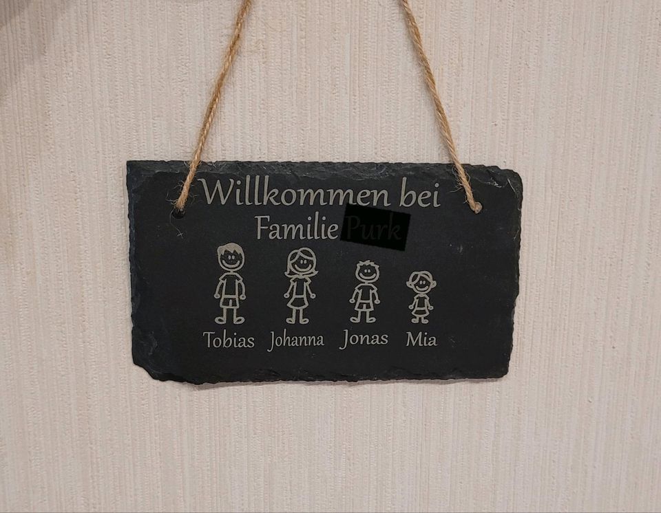 ❤️ Personalisiertes Türschild mit Gravur / Schiefernschild / Neu in Sögel