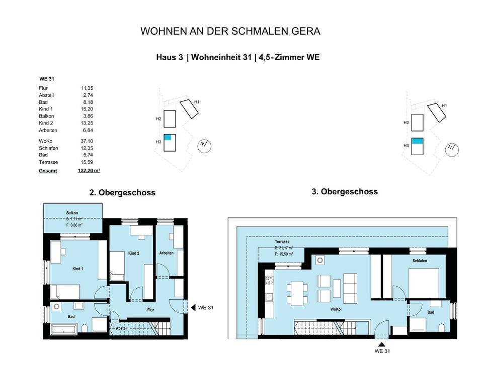 Ausgefallene Maisonettewohnung mit 4,5-Zimmer, 2 Bädern und 2 Balkonen in Erfurt