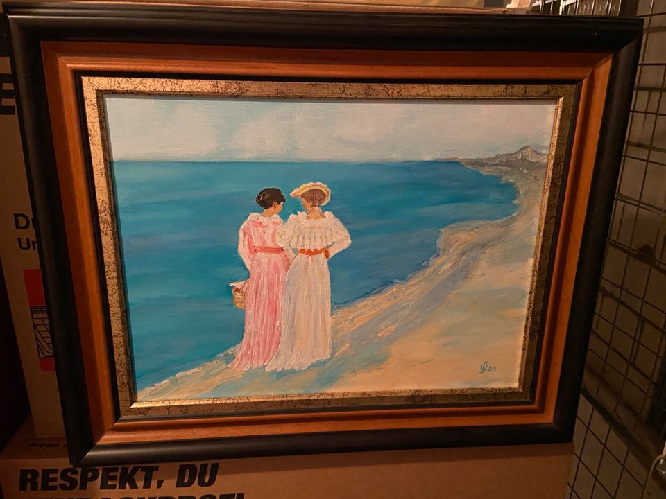 Bild "2 Freundinnen am Strand von Skagen" nachgemalt in Darmstadt