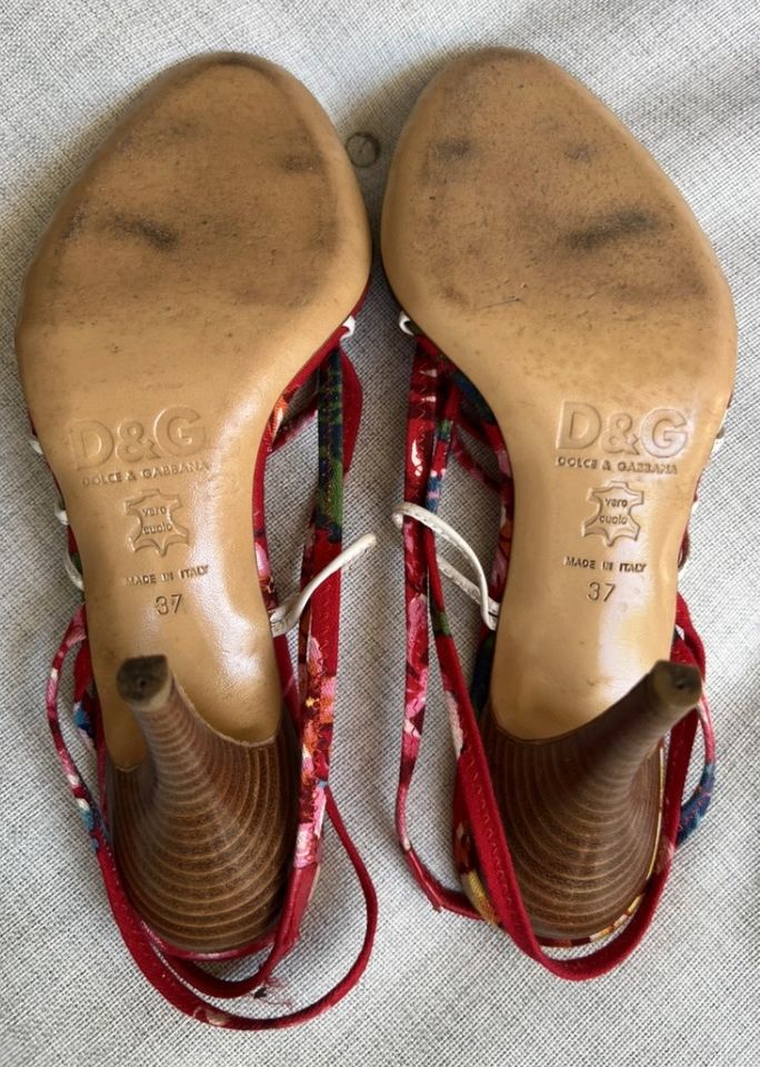 Orig. Dolce & Gabbana Riemchen Stiletto Sandalen Rot Weiß Braun in Hamburg